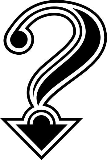 Question mark with a triangle as the dot but kinda street lookin and shi